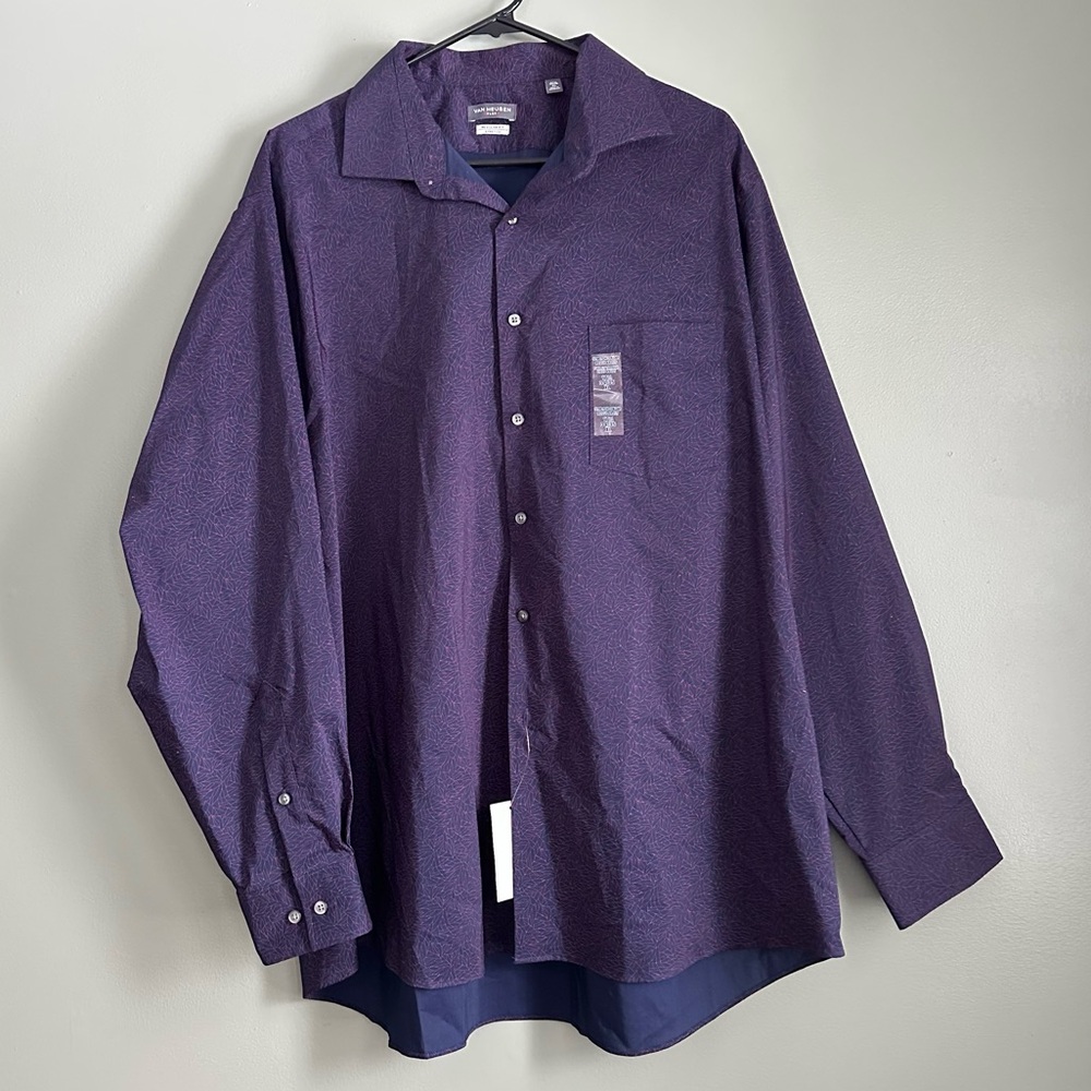 NWT Van Heusen Men’s Flex Long Sleeve Patterned Button-Up Shirt 17.5 34/35 XL